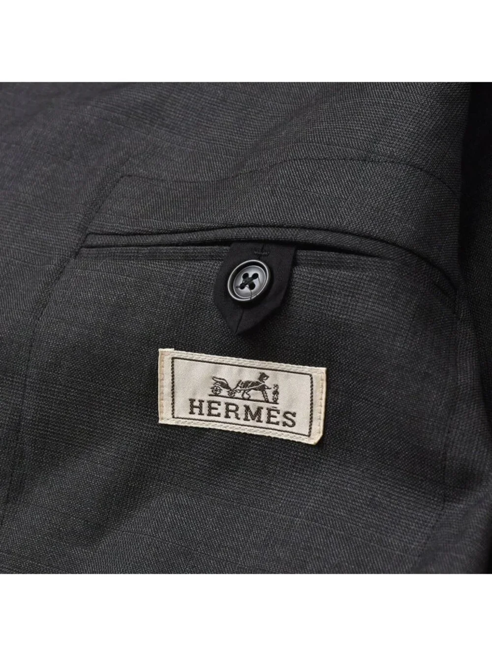 Hermes Set Suit Jacket Trousers Pants Gray Single Breasted
